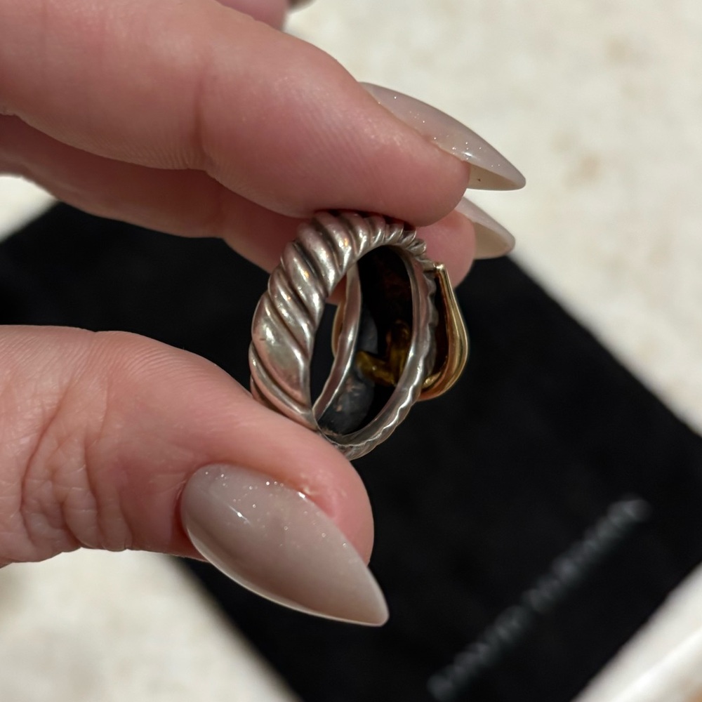 David Yurman Two-Tone Sculpted Cable Buckle Ring - Picture 9 of 10